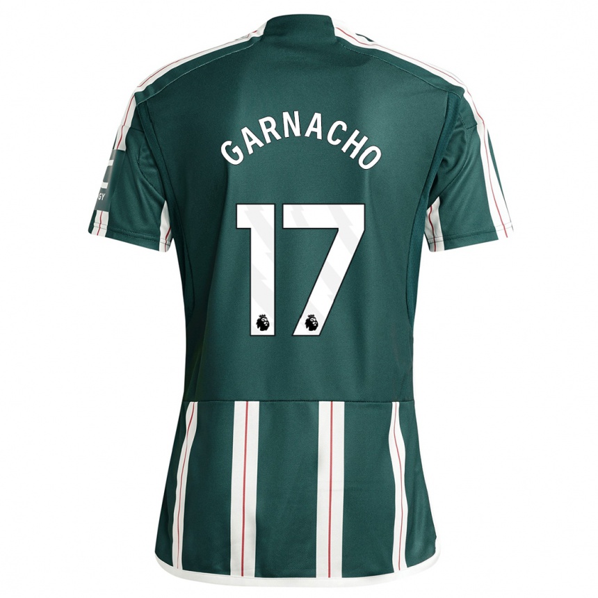 Kinder Fußball Alejandro Garnacho #17 Dunkelgrün Auswärtstrikot Trikot 2023/24 T-Shirt Luxemburg