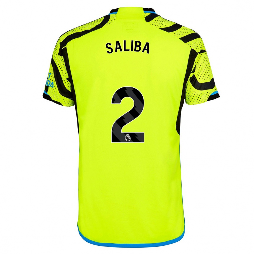 Kinder Fußball William Saliba #2 Gelb Auswärtstrikot Trikot 2023/24 T-Shirt Luxemburg