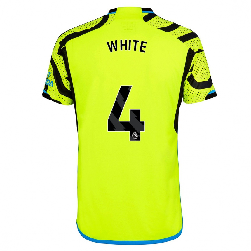 Kinder Fußball Ben White #4 Gelb Auswärtstrikot Trikot 2023/24 T-Shirt Luxemburg