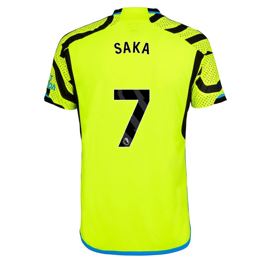 Kinder Fußball Bukayo Saka #7 Gelb Auswärtstrikot Trikot 2023/24 T-Shirt Luxemburg