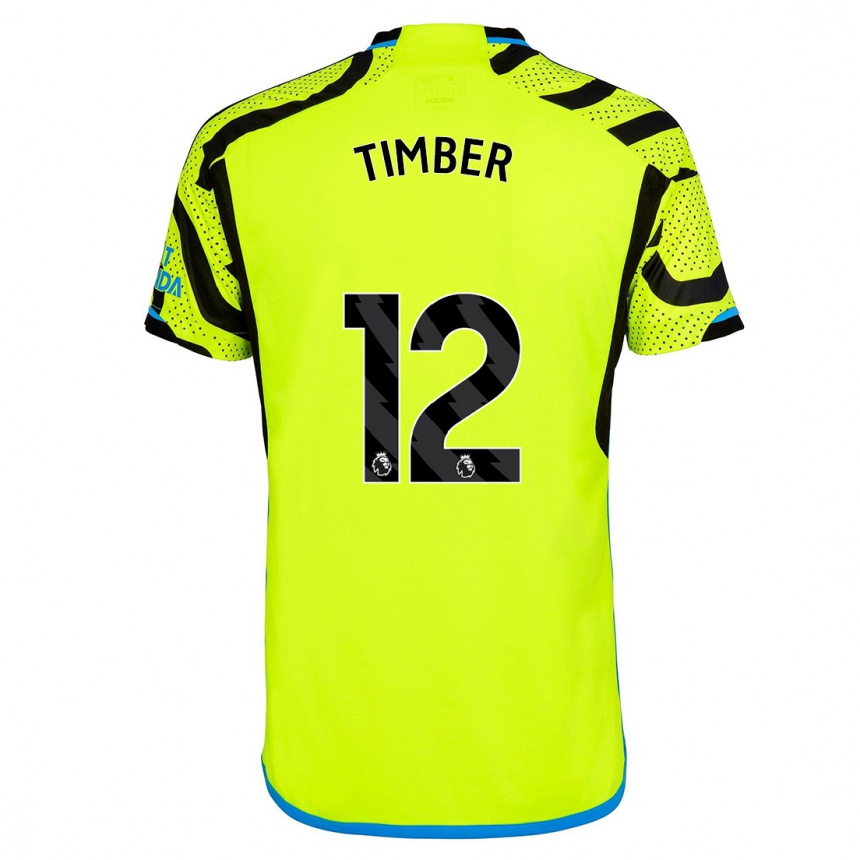 Kinder Fußball Jurrien Timber #12 Gelb Auswärtstrikot Trikot 2023/24 T-Shirt Luxemburg