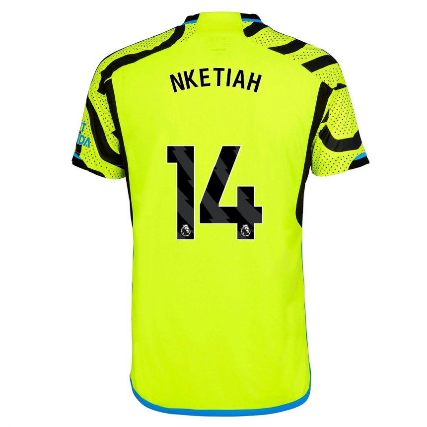 Kinder Fußball Eddie Nketiah #14 Gelb Auswärtstrikot Trikot 2023/24 T-Shirt Luxemburg
