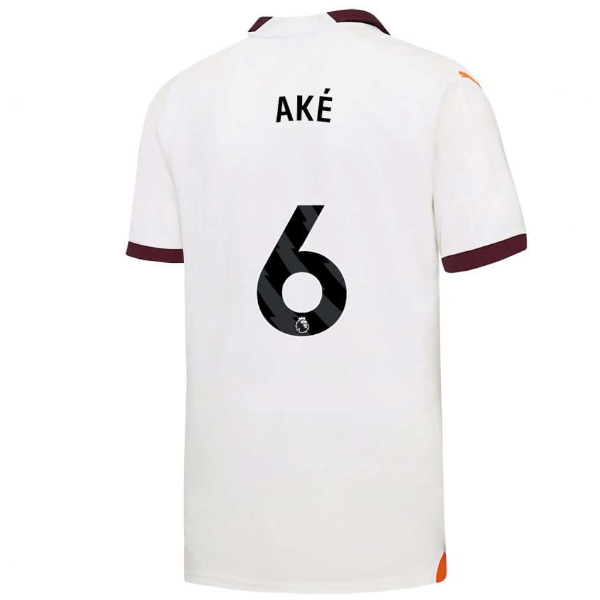 Kinder Fußball Nathan Ake #6 Weiß Auswärtstrikot Trikot 2023/24 T-Shirt Luxemburg