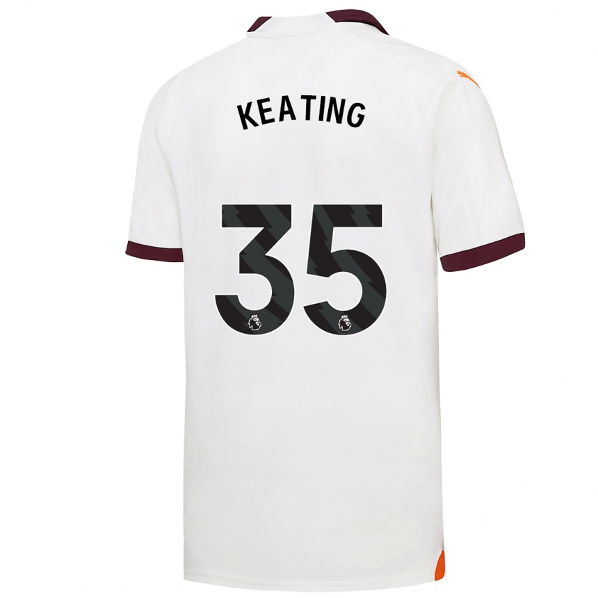Kinder Fußball Khiara Keating #35 Weiß Auswärtstrikot Trikot 2023/24 T-Shirt Luxemburg