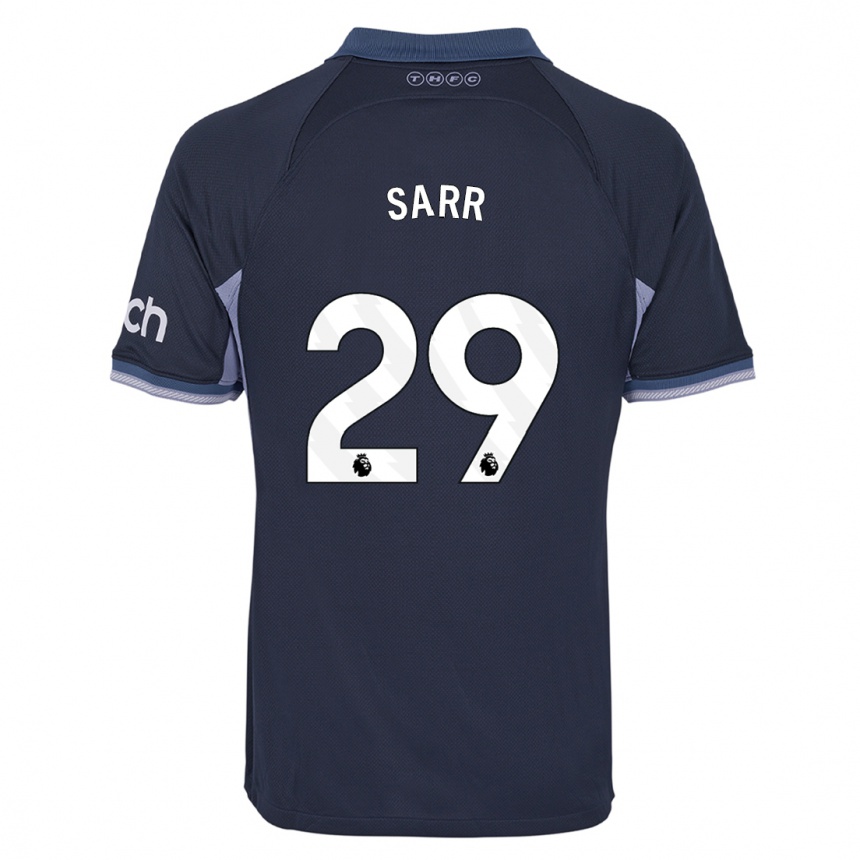 Kinder Fußball Pape Matar Sarr #29 Dunkelblau Auswärtstrikot Trikot 2023/24 T-Shirt Luxemburg