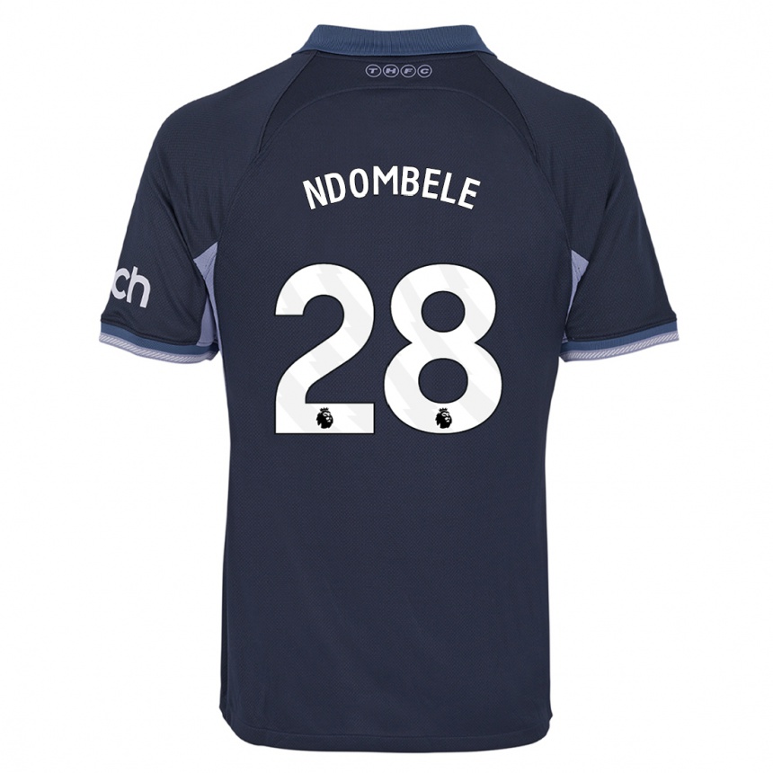 Kinder Fußball Tanguy Ndombele #28 Dunkelblau Auswärtstrikot Trikot 2023/24 T-Shirt Luxemburg