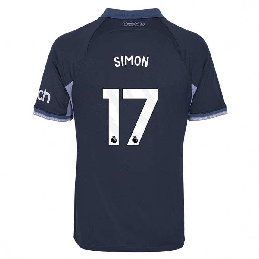 Kinder Fußball Kyah Simon #17 Dunkelblau Auswärtstrikot Trikot 2023/24 T-Shirt Luxemburg