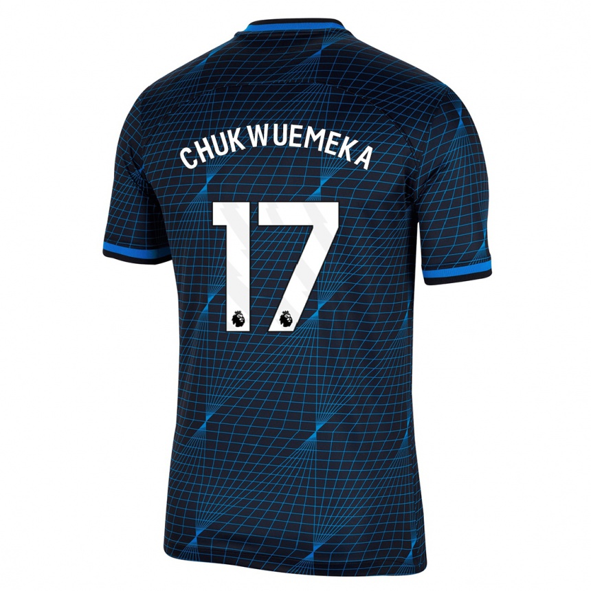Kinder Fußball Carney Chukwuemeka #17 Dunkelblau Auswärtstrikot Trikot 2023/24 T-Shirt Luxemburg