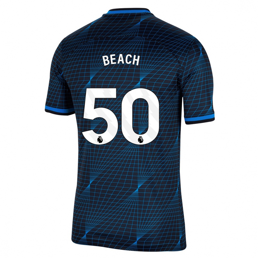 Kinder Fußball Eddie Beach #50 Dunkelblau Auswärtstrikot Trikot 2023/24 T-Shirt Luxemburg