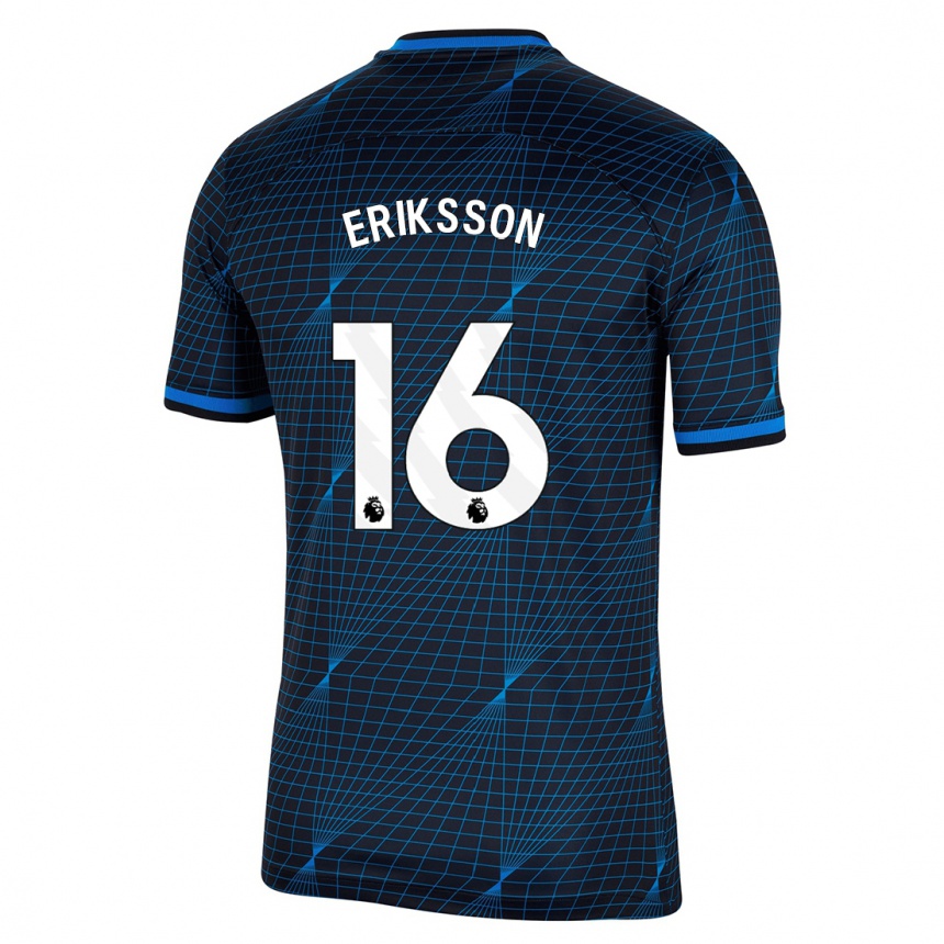 Kinder Fußball Magdalena Eriksson #16 Dunkelblau Auswärtstrikot Trikot 2023/24 T-Shirt Luxemburg