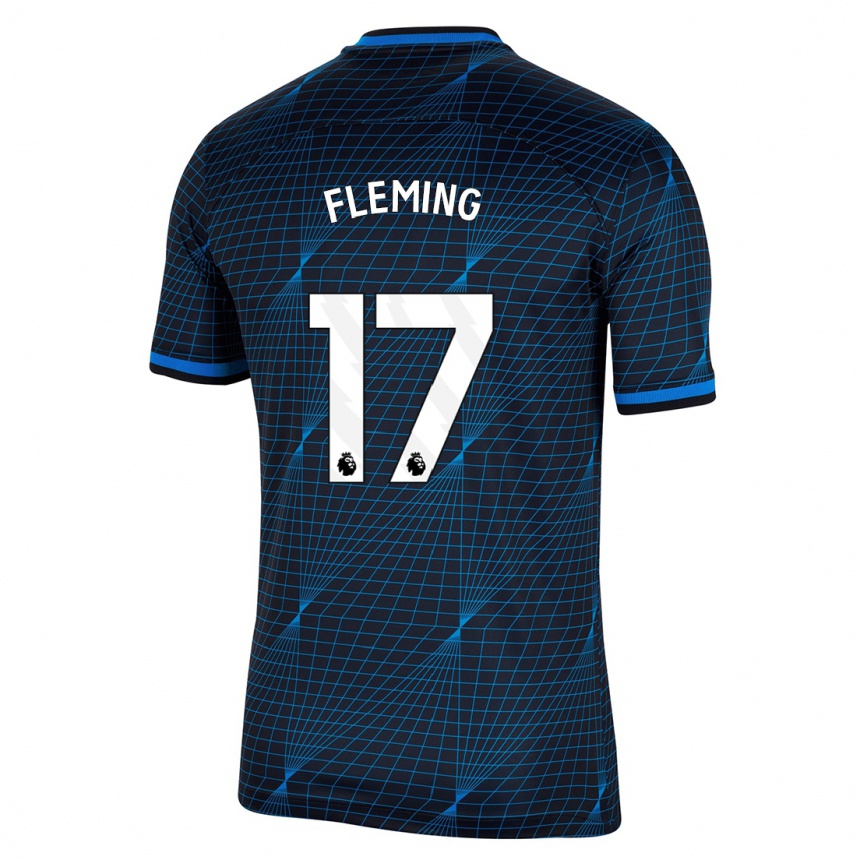 Kinder Fußball Jessie Fleming #17 Dunkelblau Auswärtstrikot Trikot 2023/24 T-Shirt Luxemburg