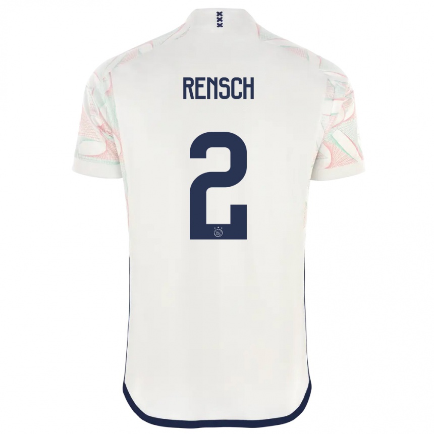 Kinder Fußball Devyne Rensch #2 Weiß Auswärtstrikot Trikot 2023/24 T-Shirt Luxemburg