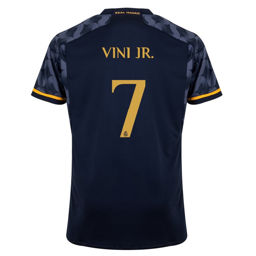 Kinder Fußball Vinicius Junior #7 Dunkelblau Auswärtstrikot Trikot 2023/24 T-Shirt Luxemburg