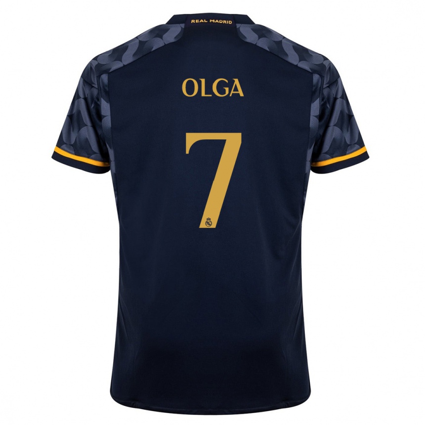 Kinder Fußball Olga Carmona #7 Dunkelblau Auswärtstrikot Trikot 2023/24 T-Shirt Luxemburg