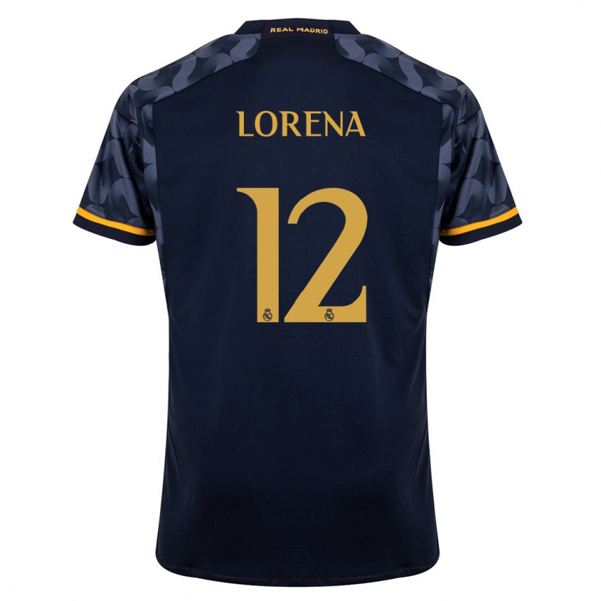 Kinder Fußball Lorena Navarro #12 Dunkelblau Auswärtstrikot Trikot 2023/24 T-Shirt Luxemburg
