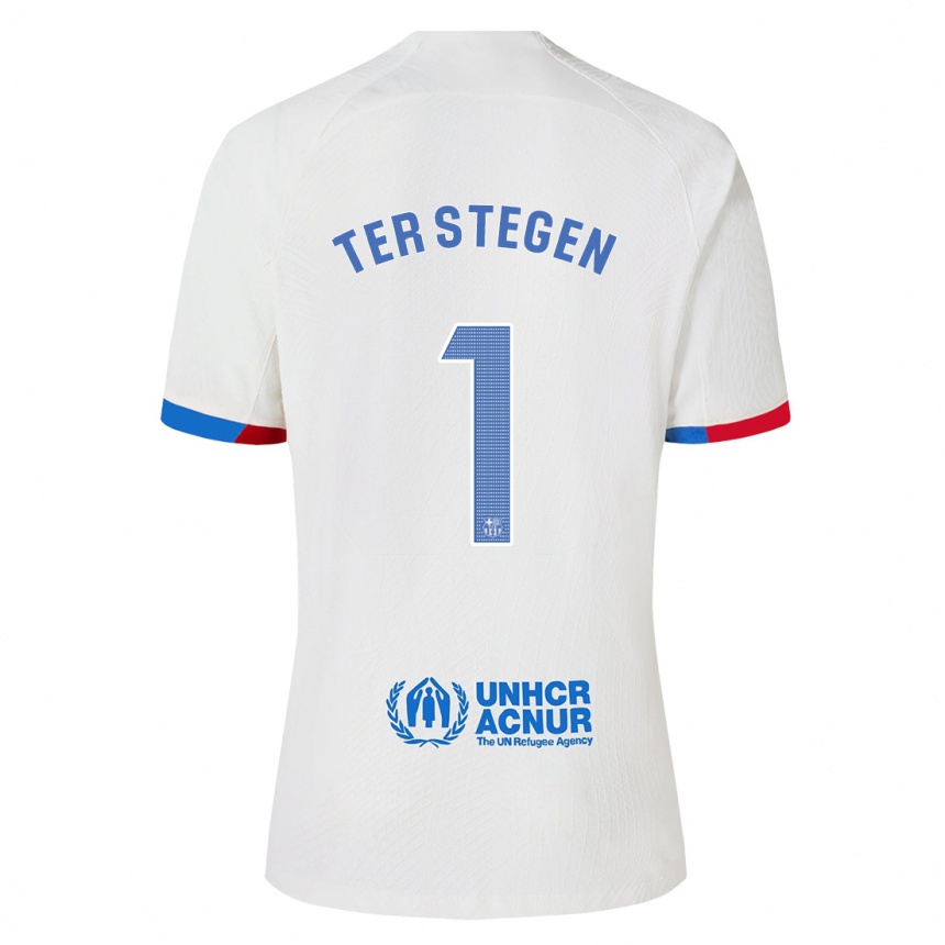 Kinder Fußball Marc-Andre Ter Stegen #1 Weiß Auswärtstrikot Trikot 2023/24 T-Shirt Luxemburg