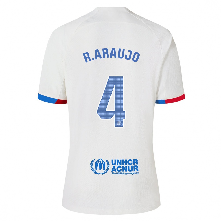 Kinder Fußball Ronald Araujo #4 Weiß Auswärtstrikot Trikot 2023/24 T-Shirt Luxemburg