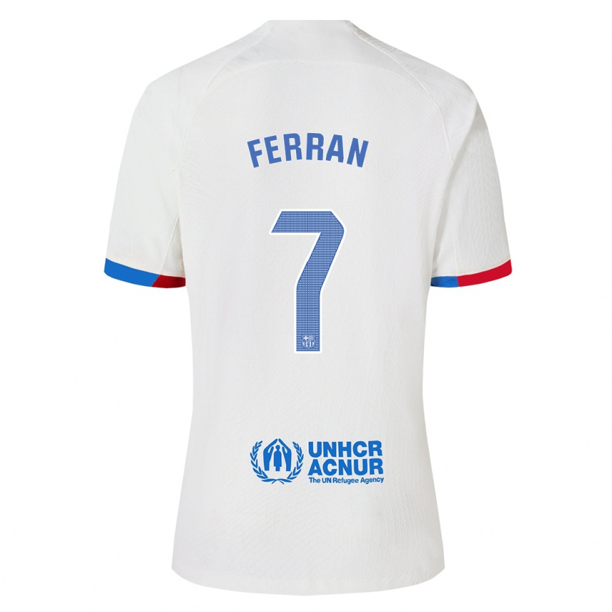Kinder Fußball Ferran Torres #7 Weiß Auswärtstrikot Trikot 2023/24 T-Shirt Luxemburg