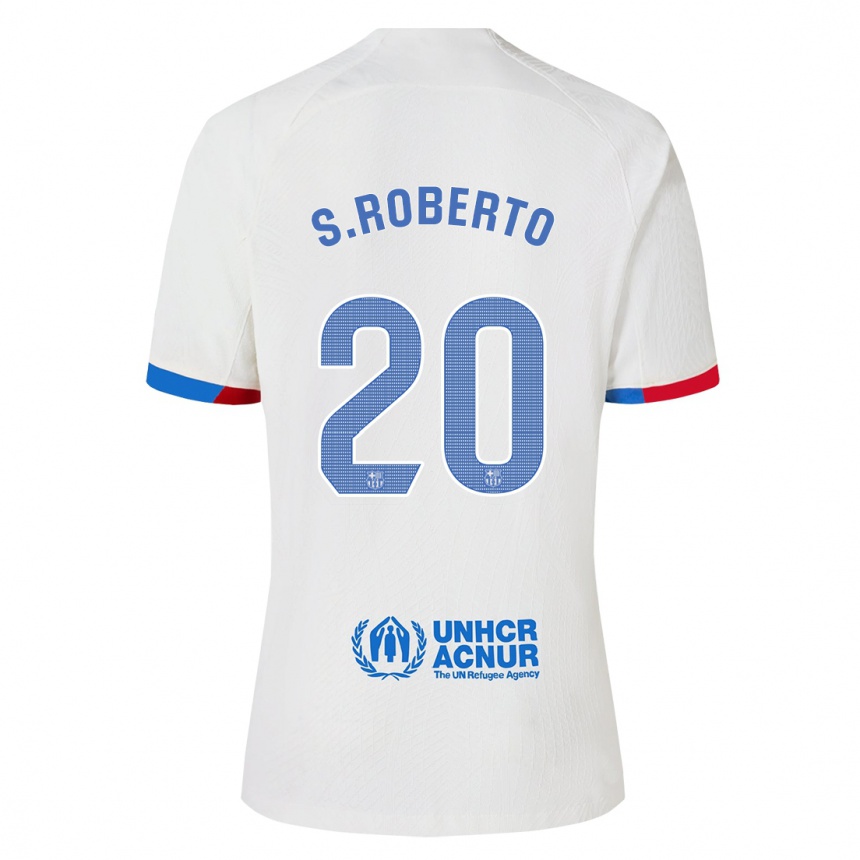 Kinder Fußball Sergi Roberto #20 Weiß Auswärtstrikot Trikot 2023/24 T-Shirt Luxemburg