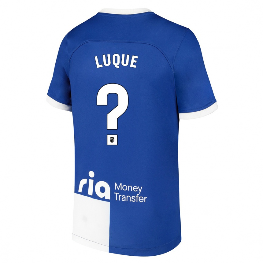 Kinder Fußball Adrian Luque #0 Blau Weiss Auswärtstrikot Trikot 2023/24 T-Shirt Luxemburg