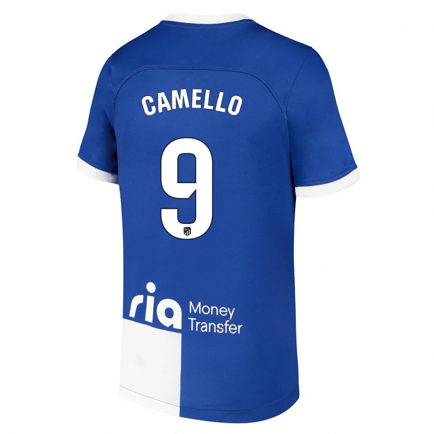 Kinder Fußball Sergio Camello #9 Blau Weiss Auswärtstrikot Trikot 2023/24 T-Shirt Luxemburg