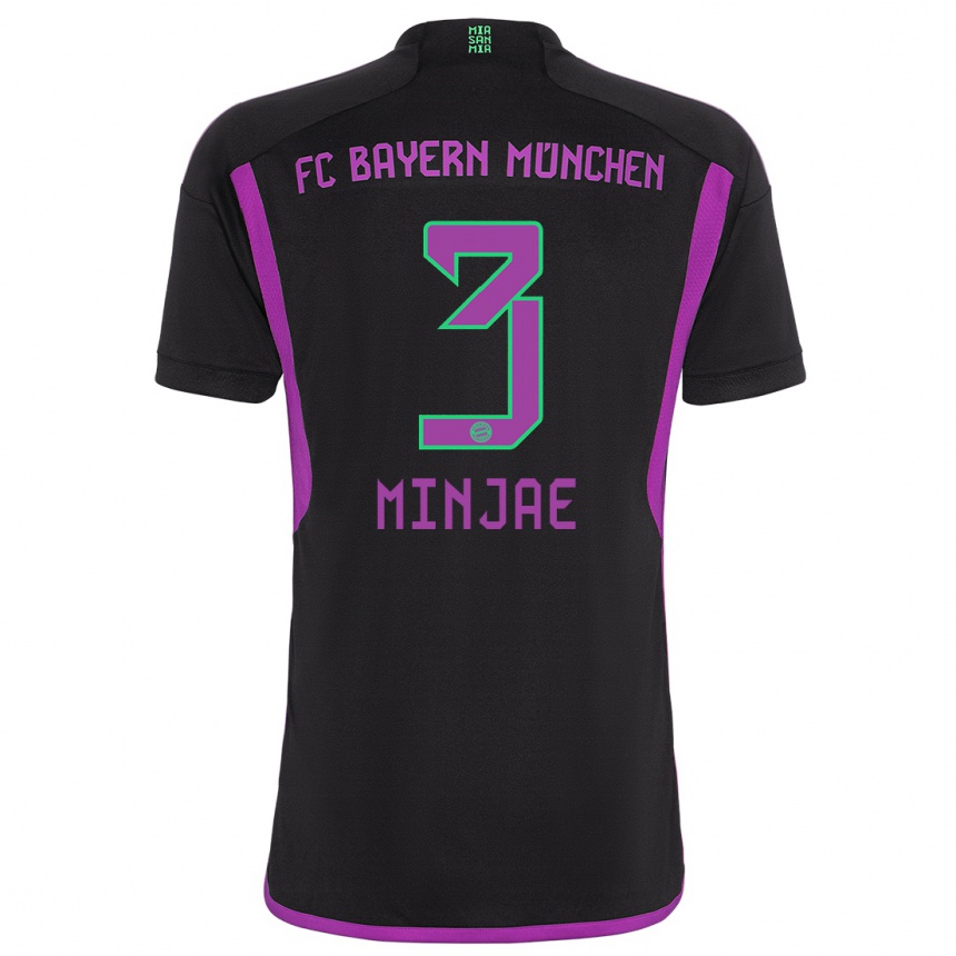 Kinder Fußball Min-Jae Kim #3 Schwarz Auswärtstrikot Trikot 2023/24 T-Shirt Luxemburg