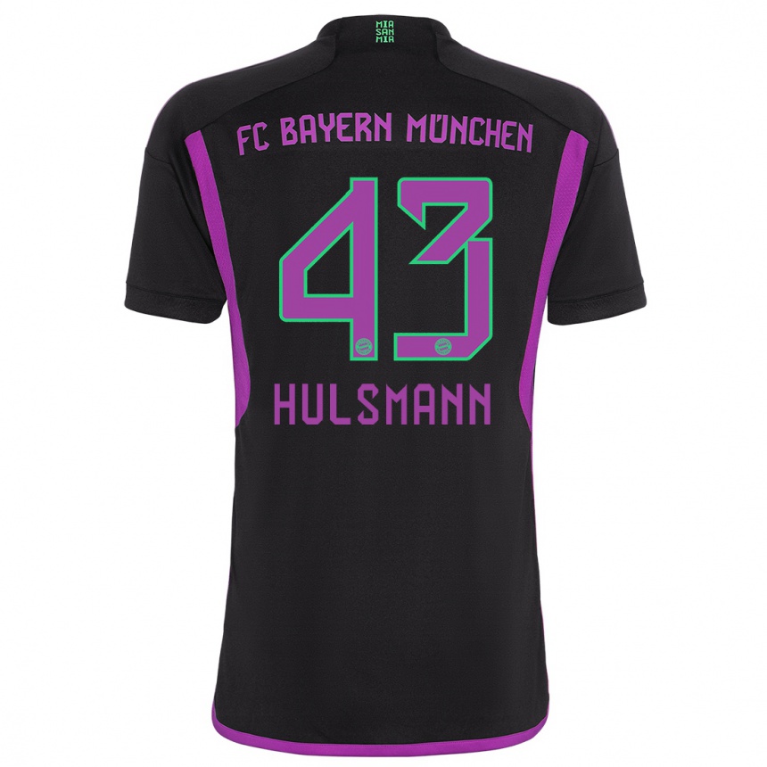 Kinder Fußball Tom Hulsmann #43 Schwarz Auswärtstrikot Trikot 2023/24 T-Shirt Luxemburg