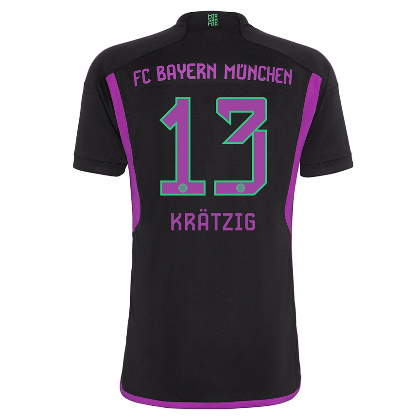 Kinder Fußball Frans Krätzig #13 Schwarz Auswärtstrikot Trikot 2023/24 T-Shirt Luxemburg
