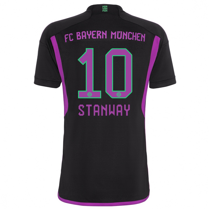Kinder Fußball Georgia Stanway #10 Schwarz Auswärtstrikot Trikot 2023/24 T-Shirt Luxemburg