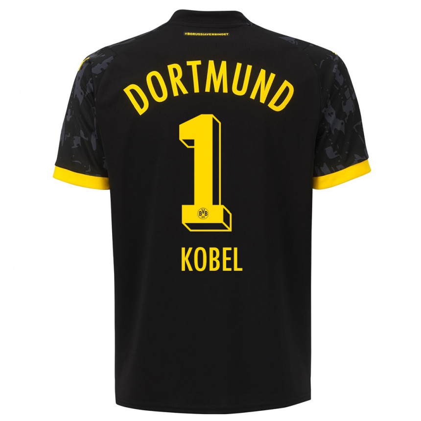Kinder Fußball Gregor Kobel #1 Schwarz Auswärtstrikot Trikot 2023/24 T-Shirt Luxemburg