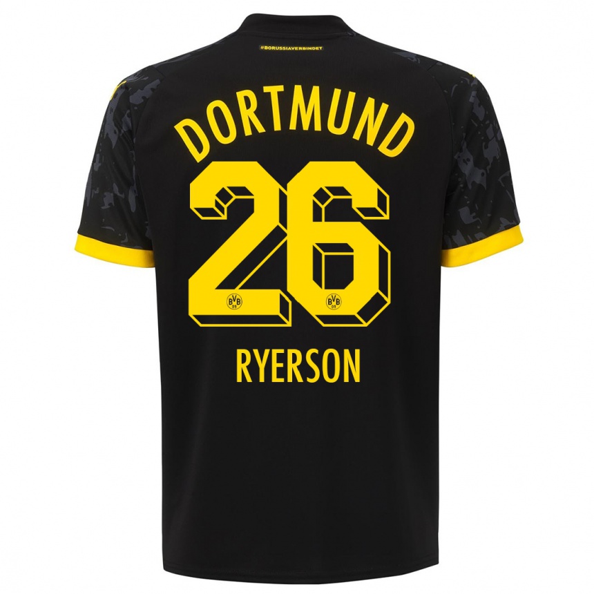 Kinder Fußball Julian Ryerson #26 Schwarz Auswärtstrikot Trikot 2023/24 T-Shirt Luxemburg