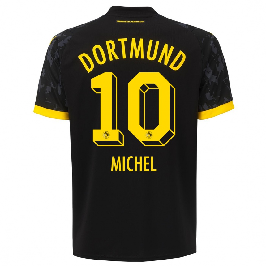 Kinder Fußball Falko Michel #10 Schwarz Auswärtstrikot Trikot 2023/24 T-Shirt Luxemburg