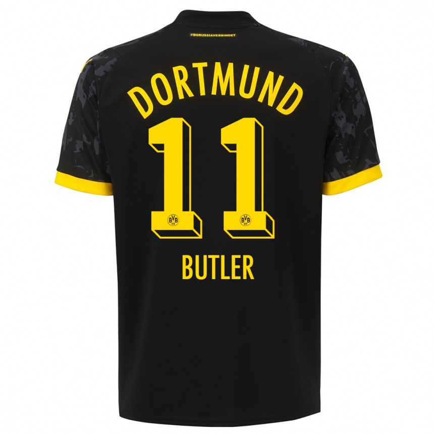 Kinder Fußball Justin Butler #11 Schwarz Auswärtstrikot Trikot 2023/24 T-Shirt Luxemburg