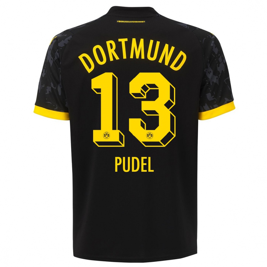 Kinder Fußball Bjarne Pudel #13 Schwarz Auswärtstrikot Trikot 2023/24 T-Shirt Luxemburg