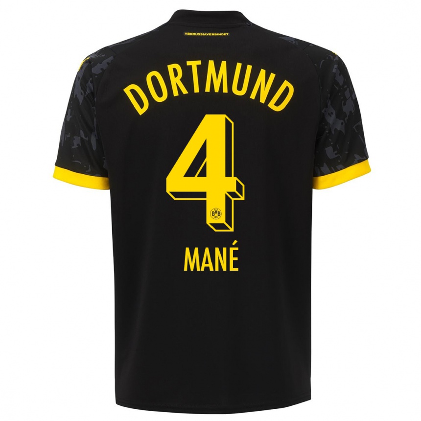 Kinder Fußball Filippo Mané #4 Schwarz Auswärtstrikot Trikot 2023/24 T-Shirt Luxemburg