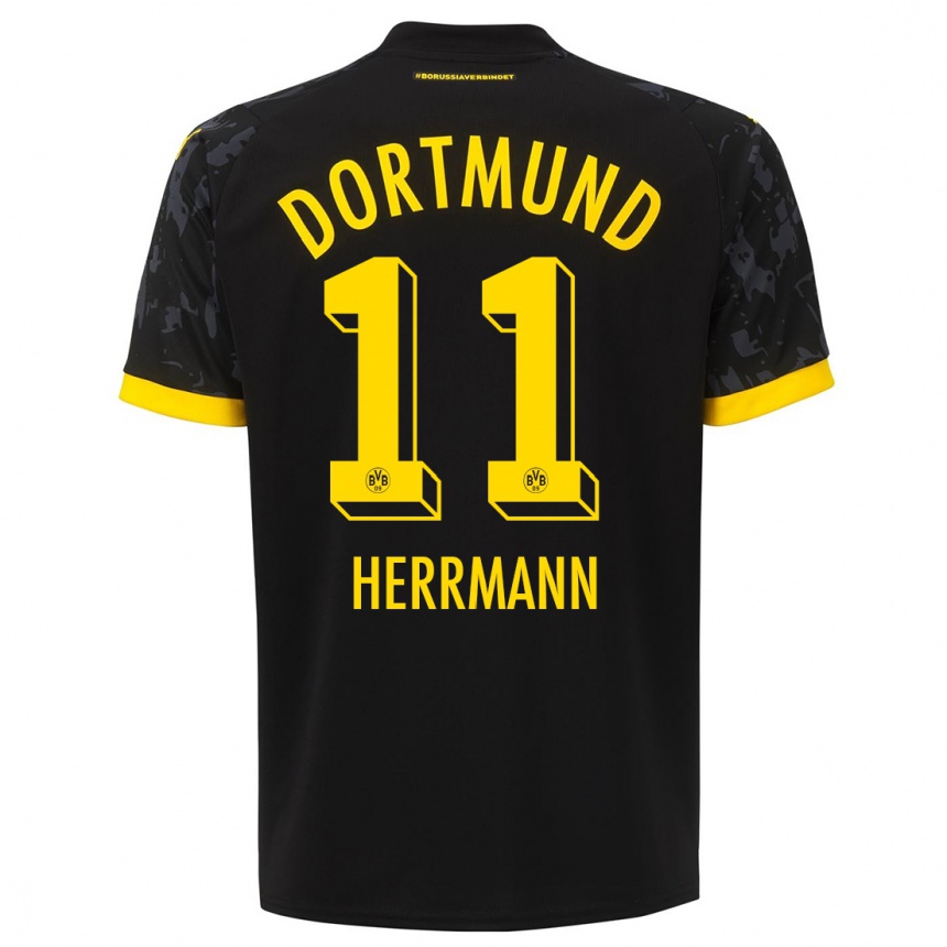 Kinder Fußball Charles Herrmann #11 Schwarz Auswärtstrikot Trikot 2023/24 T-Shirt Luxemburg