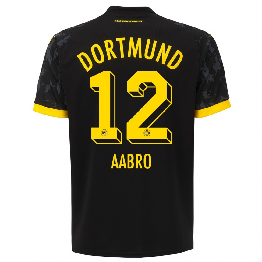 Kinder Fußball Gustav Aabro #12 Schwarz Auswärtstrikot Trikot 2023/24 T-Shirt Luxemburg