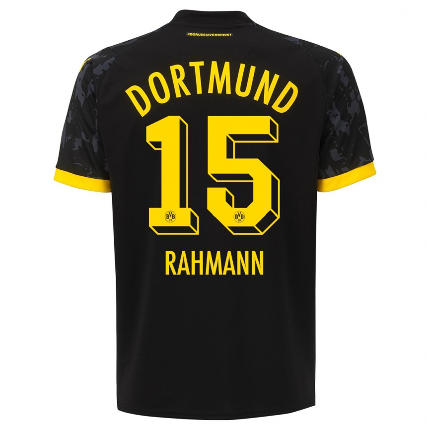 Kinder Fußball Luke Rahmann #15 Schwarz Auswärtstrikot Trikot 2023/24 T-Shirt Luxemburg