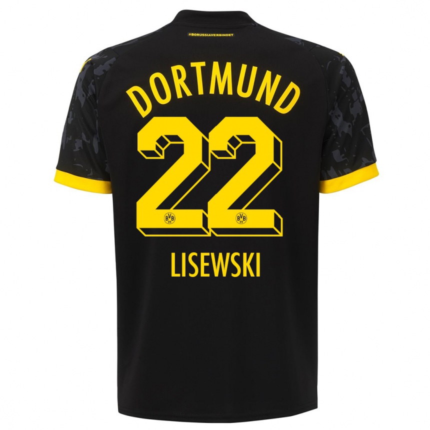 Kinder Fußball Robin Lisewski #22 Schwarz Auswärtstrikot Trikot 2023/24 T-Shirt Luxemburg
