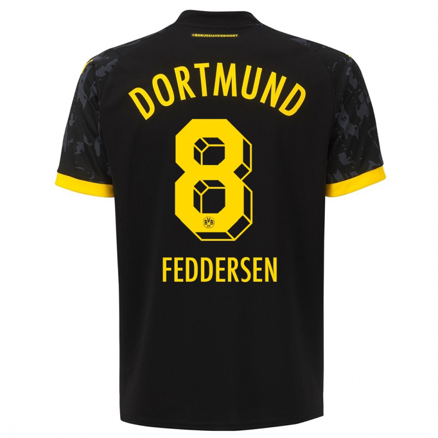 Kinder Fußball Jonas Feddersen #8 Schwarz Auswärtstrikot Trikot 2023/24 T-Shirt Luxemburg