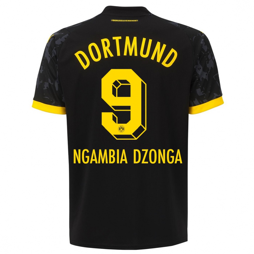 Kinder Fußball Diego Ngambia Dzonga #9 Schwarz Auswärtstrikot Trikot 2023/24 T-Shirt Luxemburg