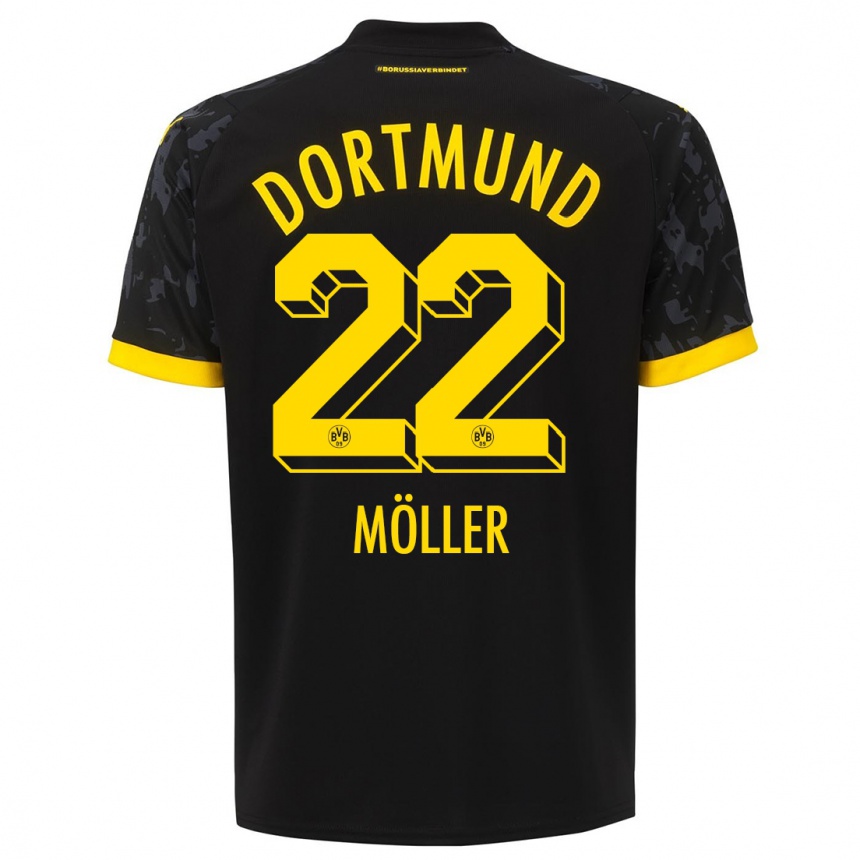 Kinder Fußball Paul Möller #22 Schwarz Auswärtstrikot Trikot 2023/24 T-Shirt Luxemburg