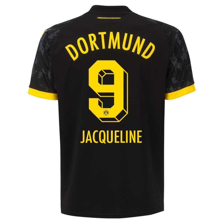 Kinder Fußball Moreno Jacqueline #9 Schwarz Auswärtstrikot Trikot 2023/24 T-Shirt Luxemburg