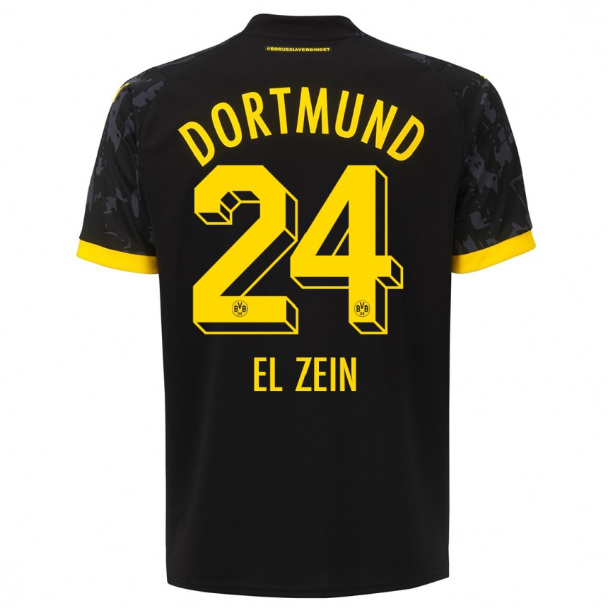 Kinder Fußball Abu-Bekir Omer El-Zein #24 Schwarz Auswärtstrikot Trikot 2023/24 T-Shirt Luxemburg