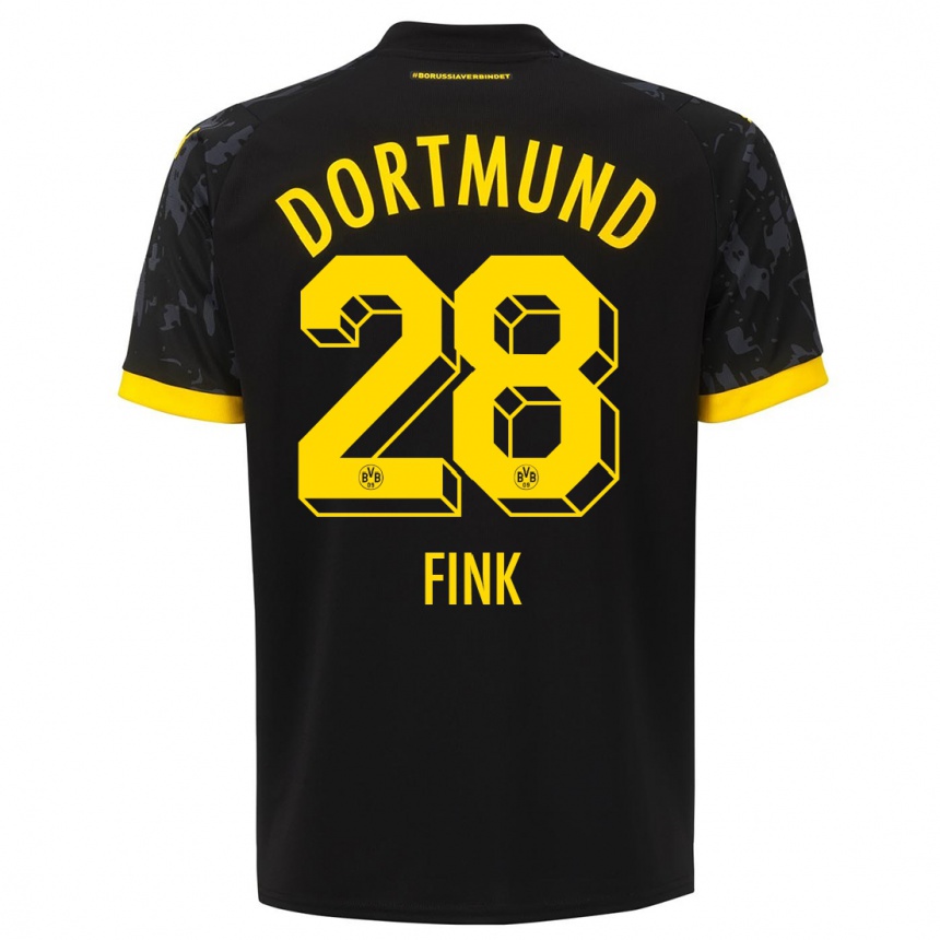 Kinder Fußball Bradley Fink #28 Schwarz Auswärtstrikot Trikot 2023/24 T-Shirt Luxemburg