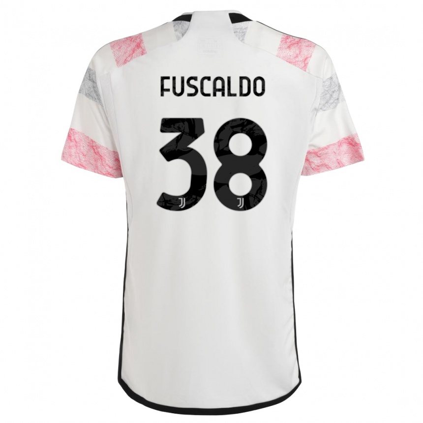 Kinder Fußball Matteo Fuscaldo #38 Weiß Rosa Auswärtstrikot Trikot 2023/24 T-Shirt Luxemburg