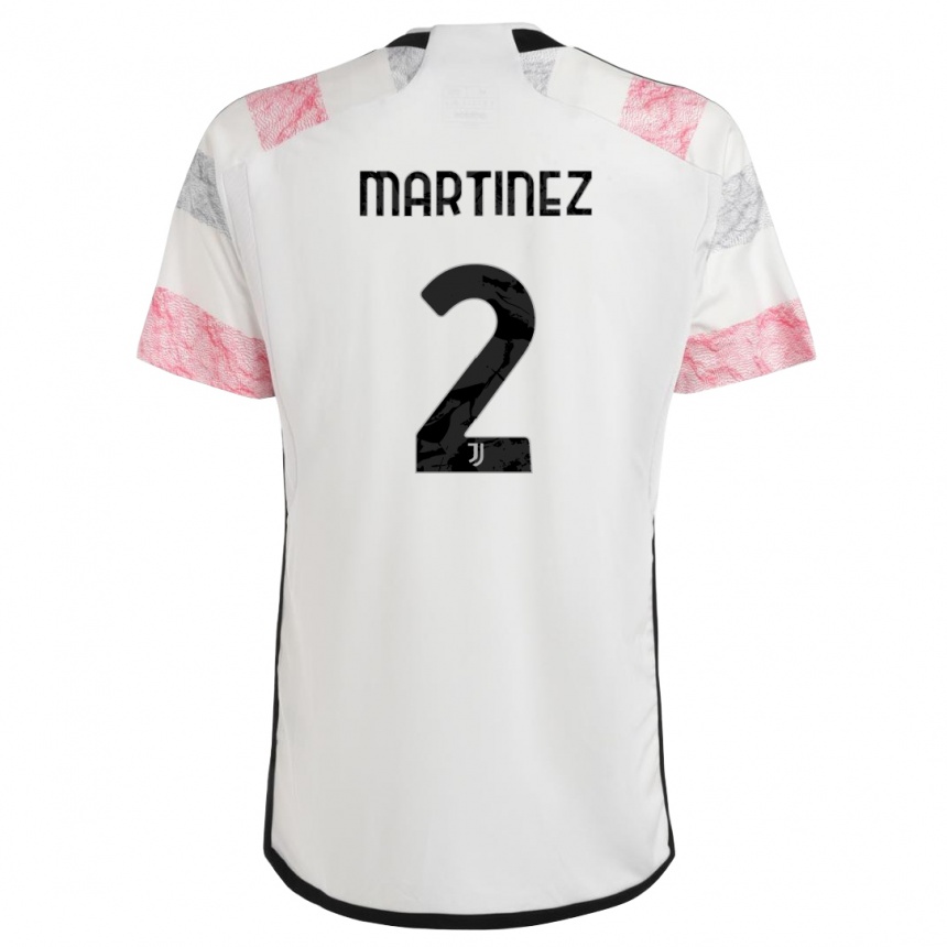Kinder Fußball Bruno Martinez #2 Weiß Rosa Auswärtstrikot Trikot 2023/24 T-Shirt Luxemburg