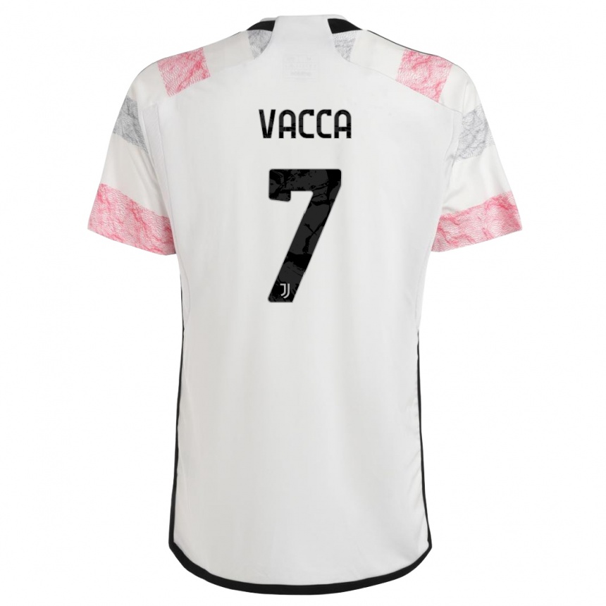 Kinder Fußball Alessio Vacca #7 Weiß Rosa Auswärtstrikot Trikot 2023/24 T-Shirt Luxemburg