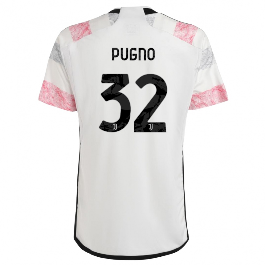 Kinder Fußball Diego Pugno #32 Weiß Rosa Auswärtstrikot Trikot 2023/24 T-Shirt Luxemburg