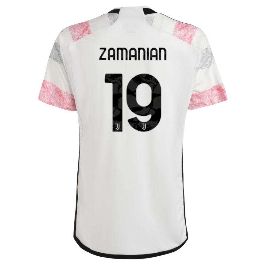 Kinder Fußball Annahita Zamanian #19 Weiß Rosa Auswärtstrikot Trikot 2023/24 T-Shirt Luxemburg